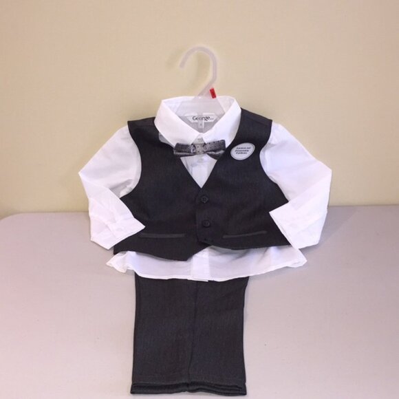 Toddler Boys 4 Piece Formal Suit Dark Grey Size 2T - Picture 14 of 14